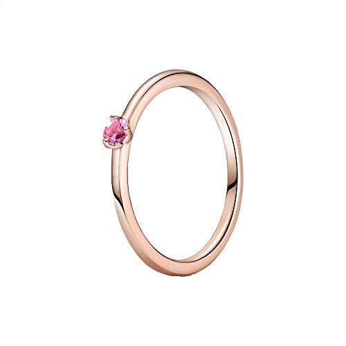 Pandora Rosafarbener Solitär-Ring in 14 Karat rosévergoldeter Metalllegierung und Cubic Zirkonia Steinen Timeless Collection, Größe 58 von Pandora