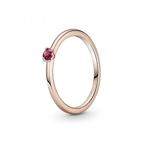 Pandora Roter Solitär-Ring in 14 Karat rosévergoldeter Metalllegierung und Cubic Zirkonia Steinen Timeless Collection, Größe 52 von Pandora