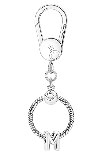 Pandora Schlüsselanhänger mit Buchstaben-Charm M Geschenkset aus Taschenanhänger und Silbercharm, modisches Accessoire, 51550-M von Pandora