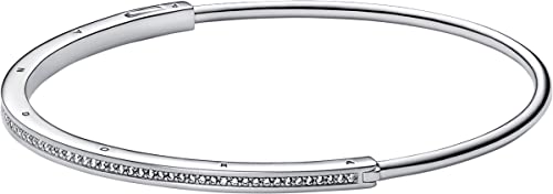 PANDORA Signature I-D Pavé Armreif in der Farbe Silber aus Sterling-Silber - Größe: 17.5 cm, 592313C01-2 von PANDORA
