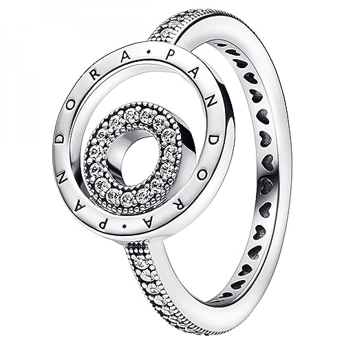 Pandora Signature Logo Kreise Pavé-Ring in der Farbe Silber aus Sterling-Silber mit Cubic Zirkonia - Größe: 54, 192316C01-54 von Pandora