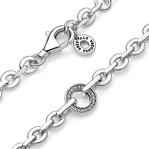 PANDORA Signature Ausdrucksstarkes Pavé Kettenarmband aus Sterling Silber mit Zirkonia, Größe: 18cm, 592777C01-18 von PANDORA