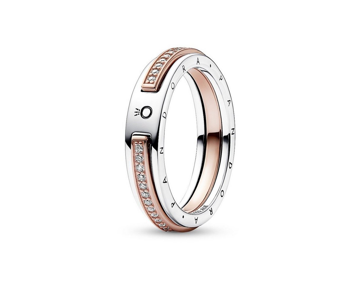 Pandora Silberring 182773C01 Ring Damen Signature Logo & Pavé Silber Rosévergoldet von Pandora