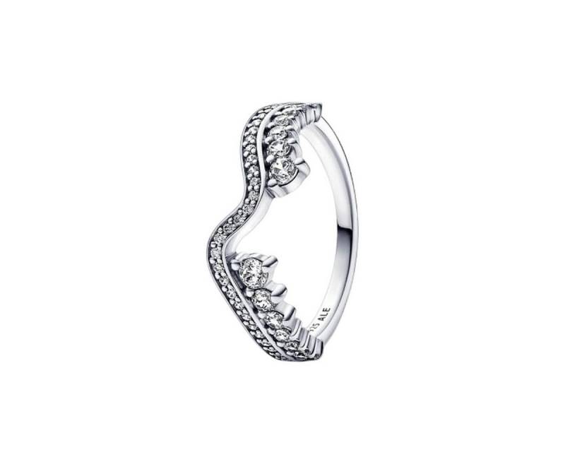 Pandora Silberring Ring Funkelnde Asymmetrische Wellen Silber Gr. 54 192543C01 von Pandora