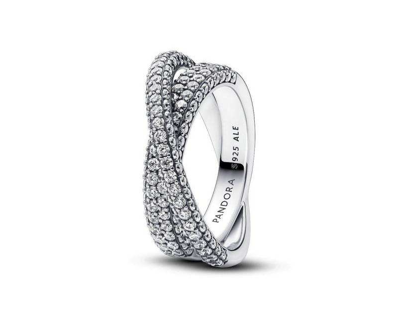Pandora Silberring 193022C01 Ring Damen Timeless Pavé Gekreuzter Doppelband Silber Gr. 5 von Pandora