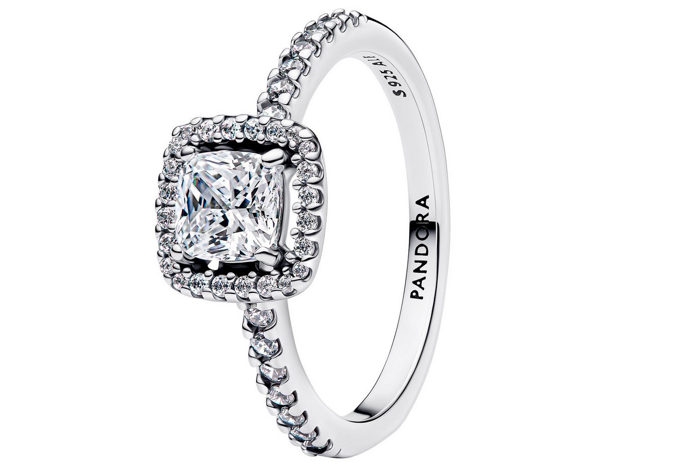 Pandora Silberring Damen-Silber Funkelndes Quadrat Heiligenschein von Pandora