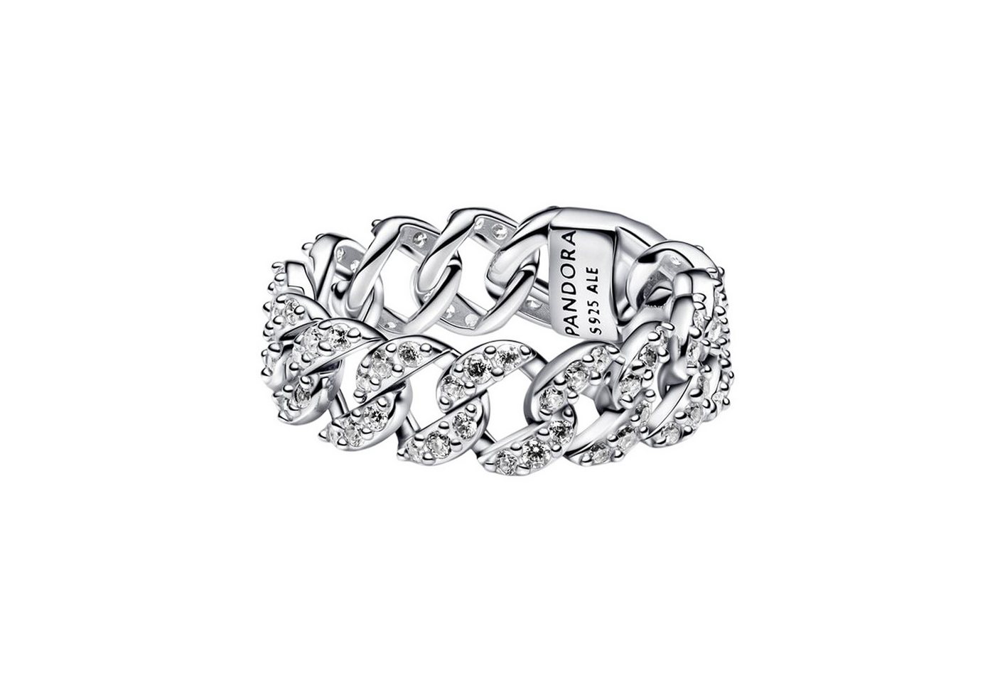 Pandora Silberring Ketten-Ring Damen Pavé Cuban Zirkon Sterling-Silber 193557C01 Gr. 56 von Pandora