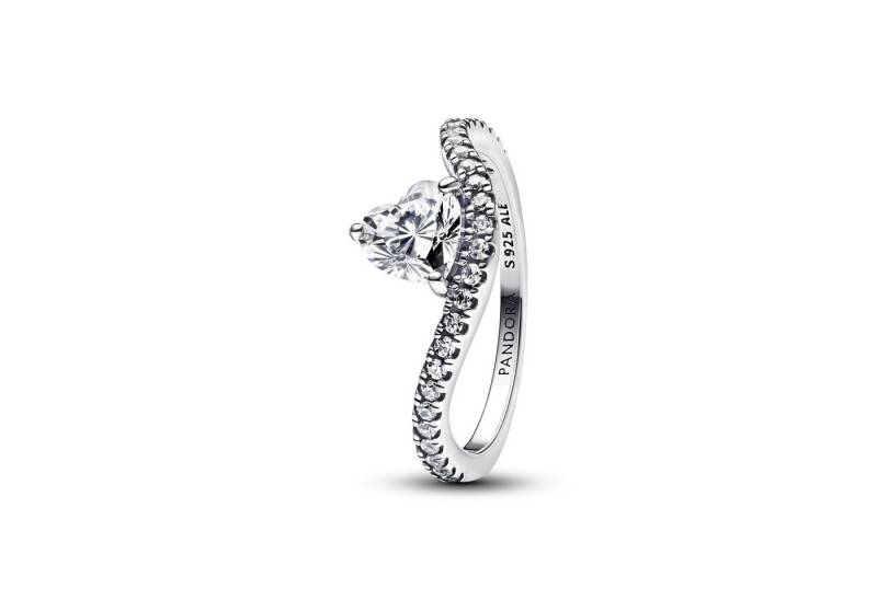 Pandora Silberring Pandora Ring Wavy Pavé Heart 193661C01-56 von Pandora