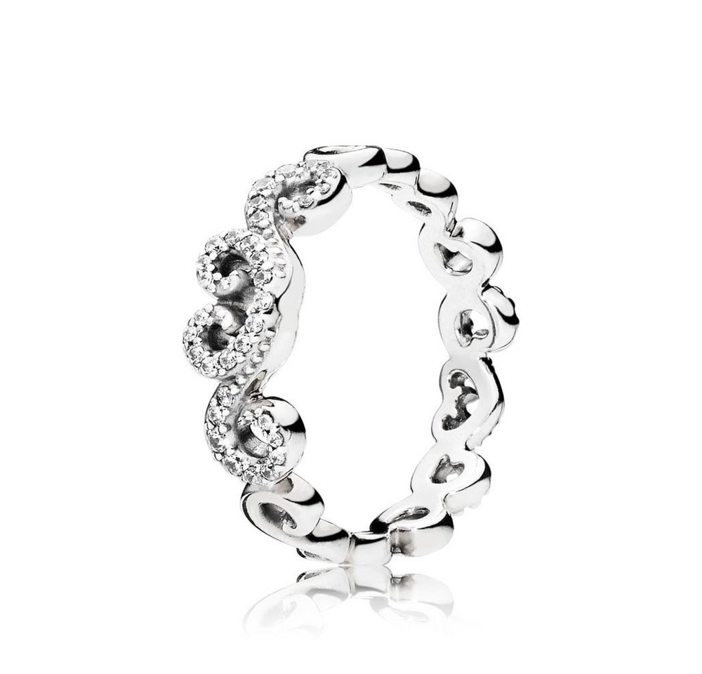 Pandora Silberring Ring Damen Heart Swirls Zirkonia Sterling-Silber 197117CZ Gr. 52 von Pandora