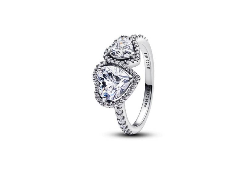 Pandora Silberring Ring Funkelnder Strahlenkranz Herz Silber 193659C01 Gr. 54 von Pandora