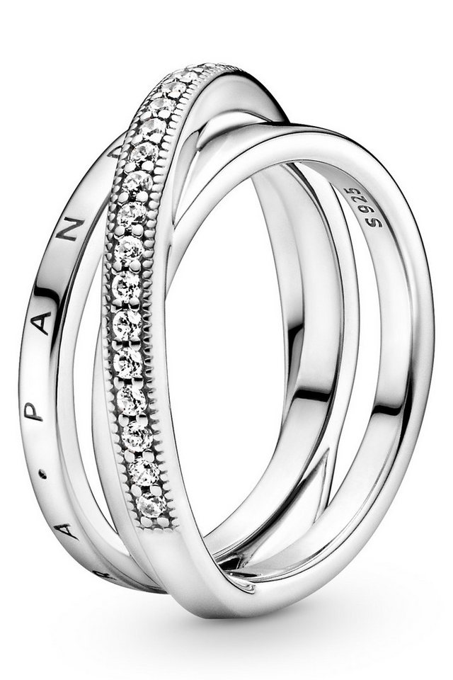 Pandora Silberring Damen-Silber Dreifach Gete Pavé Schienen von Pandora
