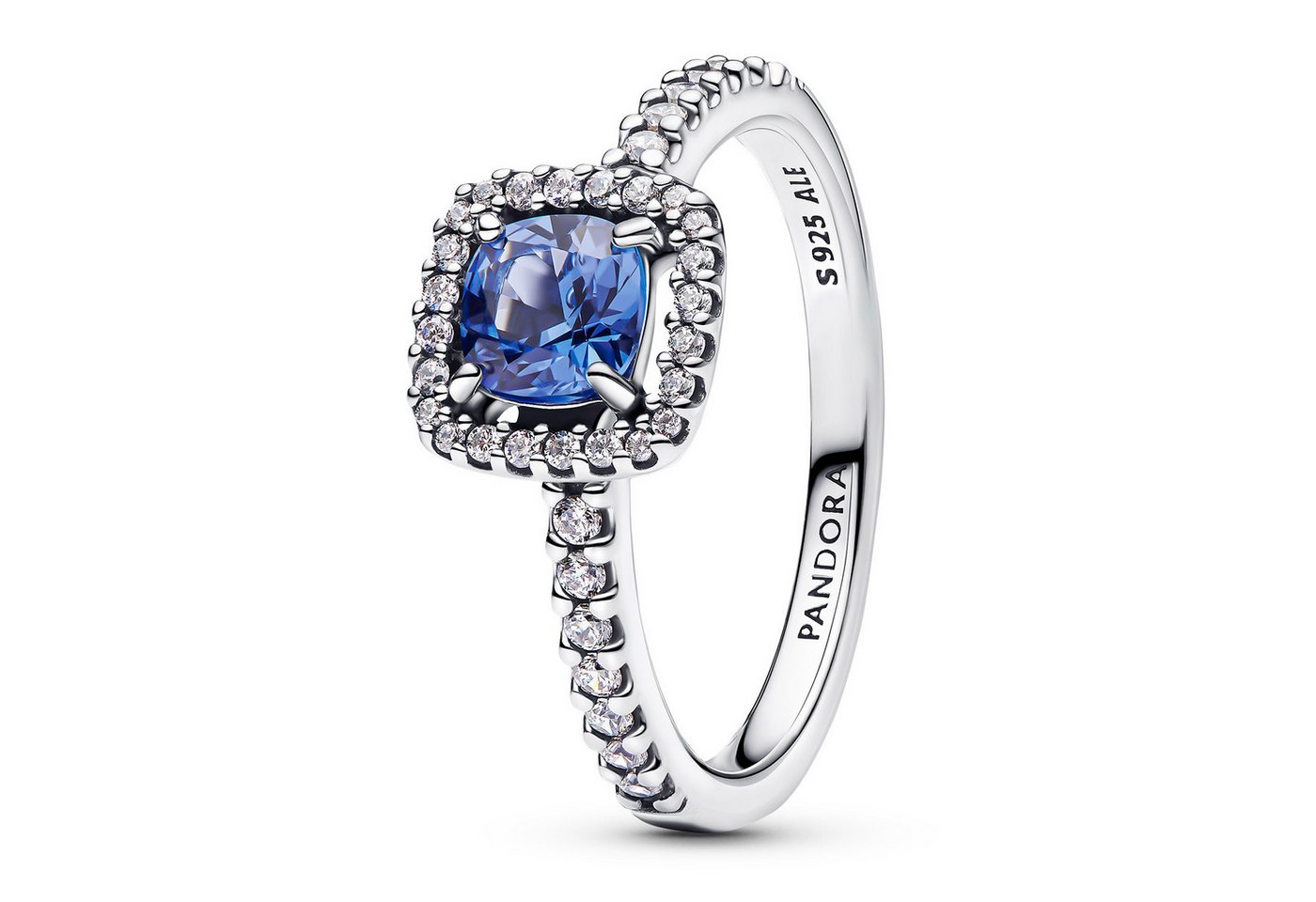 Pandora Silberring Damen-Silber Funkelndes Quadrat Blau von Pandora