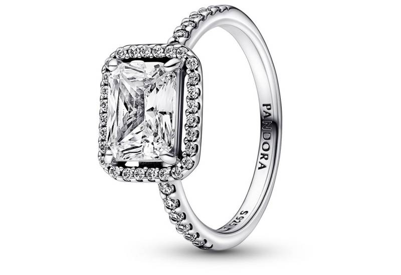 Pandora Silberring Damen-Silber Rechteckiger Funkelnder Heiligenschein von Pandora