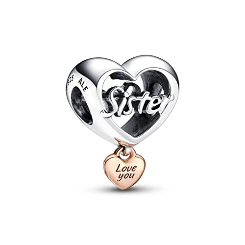 PANDORA „Love You Sister“ Herz-Charm aus Sterling-Silber und 14 Karat rosévergoldeter Metalllegierung - Kompatibel mit PANDORA Moments Armbänder PANDORA „Love You Sister“ Herz-Charm aus Sterling-Silber und 14 Karat rosévergoldeter Metalllegierung - Kompatibel mit PANDORA Moments Armbänder von PANDORA