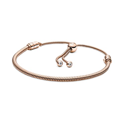 PANDORA Moments Schiebeverschluss Schlangen-Gliederarmband aus 14 Karat rosévergoldeterr Metalllegierung, Moments Collection, Größe: 28, 589652C01-2 PANDORA Moments Schiebeverschluss Schlangen-Gliederarmband aus 14 Karat rosévergoldeterr Metalllegierung, Moments Collection, Größe: 28, 589652C01-2 von PANDORA