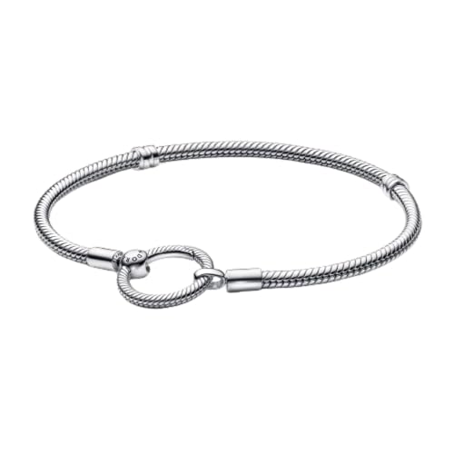 PANDORA Moments O Verschluss Schlangen-Gliederarmband aus Sterling Silber - kompatibel Moments Armbänder - Größe: 23 cm von PANDORA