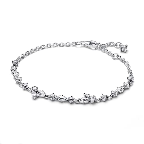 PANDORA Timeless Funkelndes Herarium Cluster Kettenarmband aus Sterling-Silber mit Cubic Zirkonia in der Farbe Silber, Timeless Kollektion, 18cm, 592631C01-18 von PANDORA