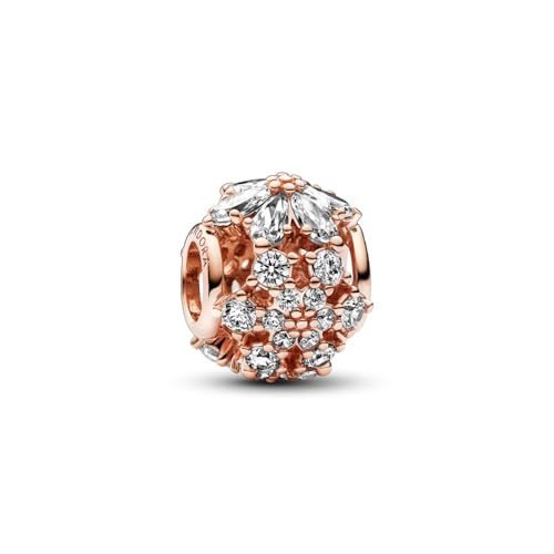 PANDORA Timeless Funkelndes Herbarium Cluster Rundes Charm aus rosévergoldeter Metalllegierung, kompatibel mit Armbändern aus der Moments Kollektion, 791476C01 von PANDORA