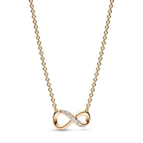 PANDORA Moments Funkelndes Unendlichkeits-Collier -Halskette aus 14 Karat vergoldeter Metalllegierung mit Zirkonia Steinen, Größe 50cm, 368821C01-50 PANDORA Moments Funkelndes Unendlichkeits-Collier -Halskette aus 14 Karat vergoldeter Metalllegierung mit Zirkonia Steinen, Größe 50cm, 368821C01-50 von PANDORA