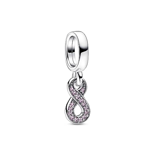 PANDORA Moments Funkelnder Unendlichkeits-Charm-Anhänger aus Sterling Silber, Kristall, Kompatibel Moments Armbändern, 792766C01 von PANDORA