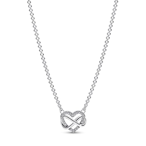 PANDORA Moments Funkelnde Unendlichkeits-Herz Collier-Halskette aus Sterling Silber mit Zirkonia Steinen, Größe 50cm, 392666C01-50 von PANDORA
