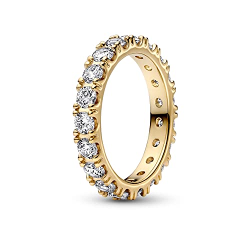 PANDORA Timeless Funkelnde Reihe Ewigkeits-Ring aus 14 Karat vergoldeter Metalllegierung mit klaren Cubic Zirkonia Steinchen in der Größe 52, 160050C01-52 von PANDORA