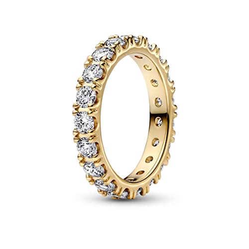 PANDORA Timeless Funkelnde Reihe Ewigkeits-Ring aus 14 Karat vergoldeter Metalllegierung mit klaren Cubic Zirkonia Steinchen in der Größe 56, 160050C01-56 von PANDORA