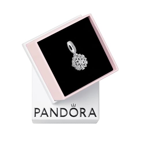 PANDORA Funkelnde Schneeflocke Doppelter Charm-Anhänger aus Sterling-Silber, Moments Collection, kompatibel Moments Armbändern, 792355C01 von PANDORA