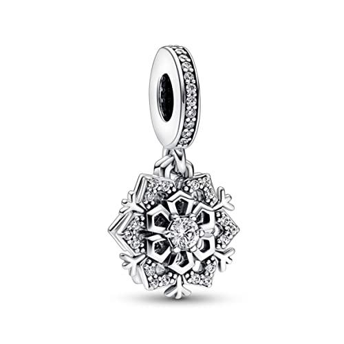 PANDORA Funkelnde Schneeflocke Doppelter Charm-Anhänger aus Sterling-Silber, Moments Collection, kompatibel Moments Armbändern, 792355C01 PANDORA Funkelnde Schneeflocke Doppelter Charm-Anhänger aus Sterling-Silber, Moments Collection, kompatibel Moments Armbändern, 792355C01 von PANDORA
