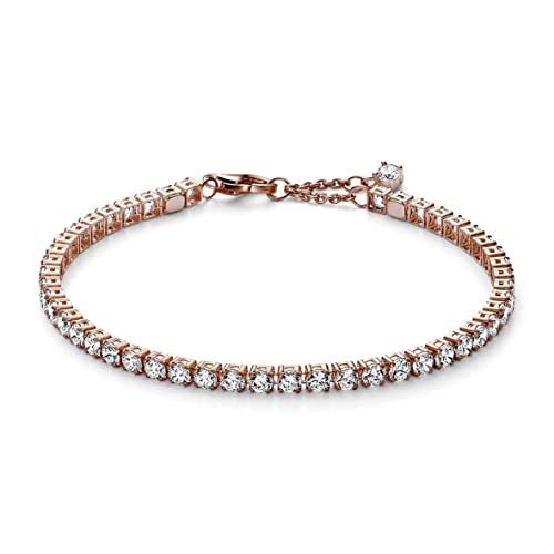 PANDORA Timeless Funkelndes Tennisarmband aus Sterling-Silber mit Cubic Zirkonia in der Farbe Roségold, Timeless Kollektion, 16cm, 581469C01-16 von PANDORA