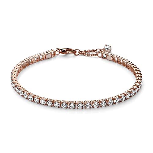 PANDORA Timeless Funkelndes Tennisarmband aus Sterling-Silber mit Cubic Zirkonia in der Farbe Roségold, Timeless Kollektion, 20cm, 581469C01-20 PANDORA Timeless Funkelndes Tennisarmband aus Sterling-Silber mit Cubic Zirkonia in der Farbe Roségold, Timeless Kollektion, 20cm, 581469C01-20 von PANDORA
