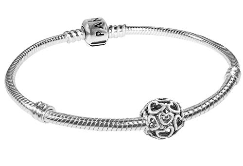 Pandora Starter-Armband für Damen Hearty Silber zauberhafter Silberschmuck, elegante Geschenkidee für modische Frauen 79244-21 21 cm von Pandora