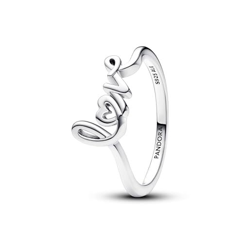 PANDORA Moments Handgeschriebenes Love Ring mit vergoldeter Metalllegierung, Größe 56, 193058C00-56 von PANDORA