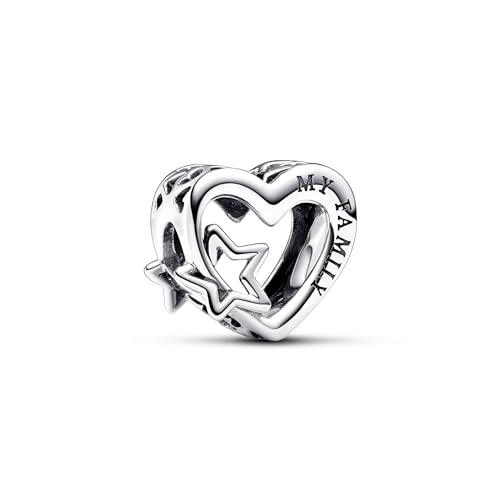 PANDORA Moments Offen gearbeitetes Familie Herz & Stern Charm aus Sterling Silber, Kompatibel Moments Armbändern, 792829C00 PANDORA Moments Offen gearbeitetes Familie Herz & Stern Charm aus Sterling Silber, Kompatibel Moments Armbändern, 792829C00 von PANDORA