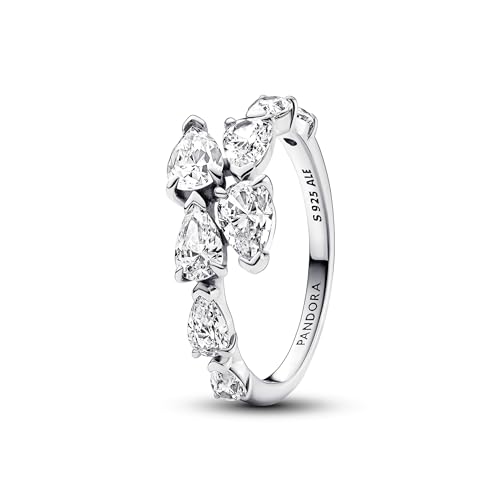 PANDORA Timeless Glitzernder Überlappender Band-Ring aus Sterling Silber mit Cubic Zirkoniastein verziert, Größe: 54, 193004C01-54 von PANDORA