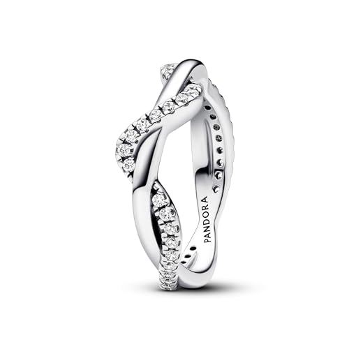 PANDORA Timeless Funkelnde Verschlungene Welle Ring aus Sterling Silber mit Cubic Zirkonia, Größe 54, 193098C01-54 PANDORA Timeless Funkelnde Verschlungene Welle Ring aus Sterling Silber mit Cubic Zirkonia, Größe 54, 193098C01-54 von PANDORA