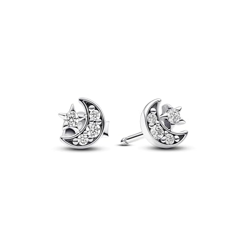 PANDORA Moments Mond-Ohrringe aus Sterling Silber mit Zirkonia, 292990C01 von PANDORA