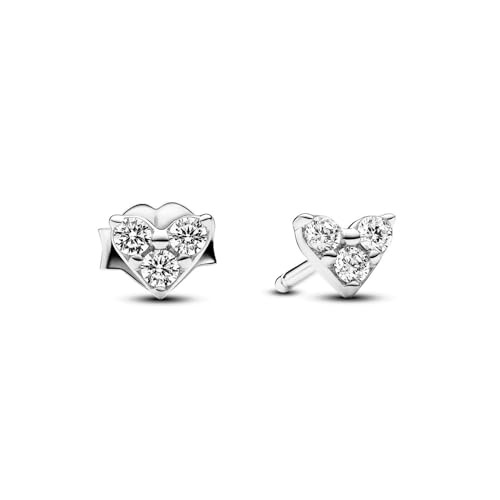 PANDORA Timeless Dreifacher Stein Herz Ohrringe aus Sterling Silber mit Zirkonia, 293003C01 von PANDORA