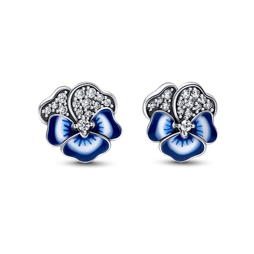 PANDORA Blaue Stiefmütterchen Ohrringe aus Sterling-Silber mit Cubic Zirkonia in der Farbe Blau, PANDORA Moments Kollektion, 290781C01 PANDORA Blaue Stiefmütterchen Ohrringe aus Sterling-Silber mit Cubic Zirkonia in der Farbe Blau, PANDORA Moments Kollektion, 290781C01 von PANDORA
