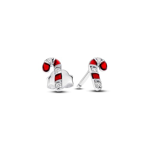 PANDORA Moments Funkelnde Rote Zuckerstangen Ohrringe aus Sterling Silber mit Zirkonia, 292996C01 von PANDORA