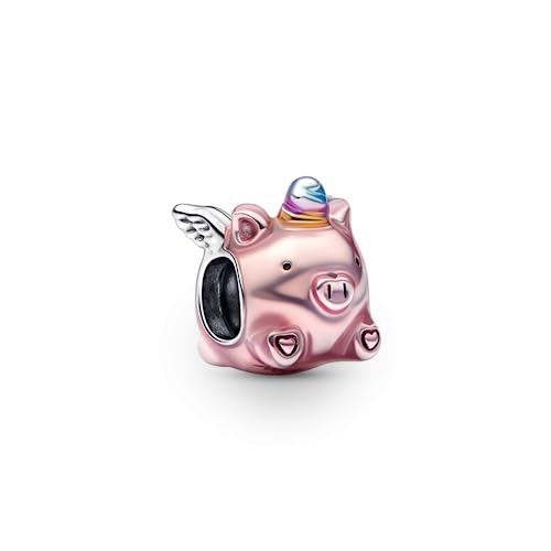 PANDORA Fliegendes Einhorn Schwein Charm aus Sterling-Silber mit Emaille in der Farbe Rosa, PANDORA Moments Kollektion, 792573C01 PANDORA Fliegendes Einhorn Schwein Charm aus Sterling-Silber mit Emaille in der Farbe Rosa, PANDORA Moments Kollektion, 792573C01 von PANDORA