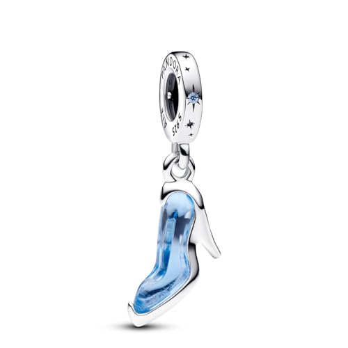 PANDORA Disney Cinderellas Glasschuh Charm-Anhänger aus Sterling-Silber mit Zirkonia Steinen, kompatibel Moments Armbändern, 793071C01 von PANDORA