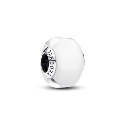 PANDORA Moments Weißes Murano-Glas Mini-Charm aus Sterling Silber, Kompatibel Moments Armbänder, 793118C00 PANDORA Moments Weißes Murano-Glas Mini-Charm aus Sterling Silber, Kompatibel Moments Armbänder, 793118C00 von PANDORA