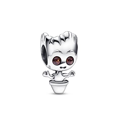 PANDORA Marvel Guardians of the Galaxy Tanzender Groot Charm aus Sterling-Silber mit Cubic Zirkonia in der Farbe Silber, Marvel X PANDORA Kollektion, 792554C01 von PANDORA