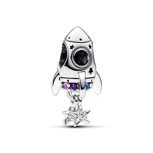 PANDORA Moments Weltraumliebe Raketen-Charm aus Sterling Silber mit künstlichen Kristallen, Kompatibel Moments Armbändern, 792831C01 PANDORA Moments Weltraumliebe Raketen-Charm aus Sterling Silber mit künstlichen Kristallen, Kompatibel Moments Armbändern, 792831C01 von PANDORA