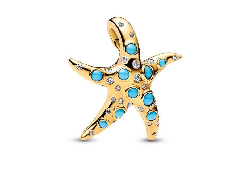 Pandora Sternanhänger Charm- Funkelnd Blauer Seestern Goldfarben von Pandora