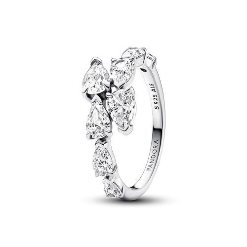 PANDORA Timeless Glitzernder Überlappender Band-Ring aus Sterling Silber mit Cubic Zirkoniastein verziert, Größe: 56, 193004C01-56 von PANDORA