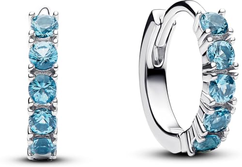 Pandora Timeless Hellblaue Huggie Ohrringe aus Sterling Silber mit Zirkonia, 293849C01 von PANDORA