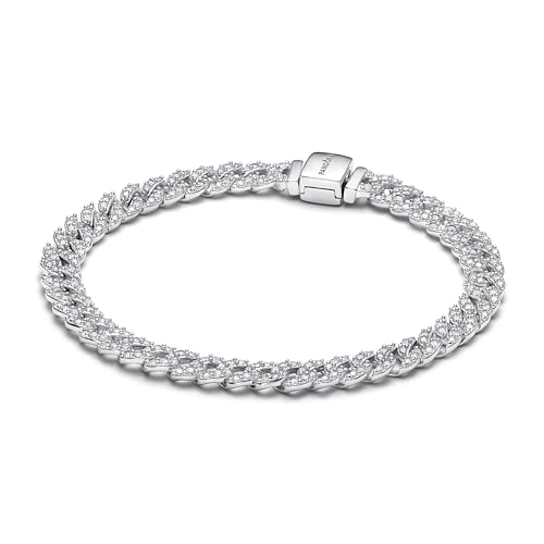 PANDORA Timeless Pavé Gliederarmband aus Sterling-Silber mit Cubic Zirkonia, Timeless Kollektion, 18cm, 593008C01-18 von PANDORA