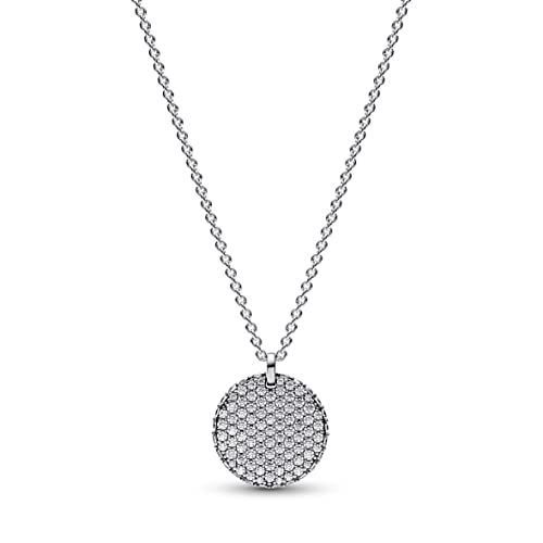 PANDORA Timeless Pavé Runder Anhänger mit Halskette aus Sterling Silber mit Zirkonia Steinen, Größe 45cm, 392632C01-45 von PANDORA